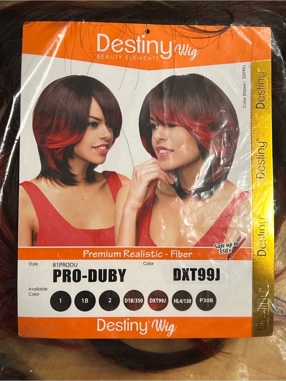 Wig Pro-Duby DXT99J - Red & Black Synthetic Wig